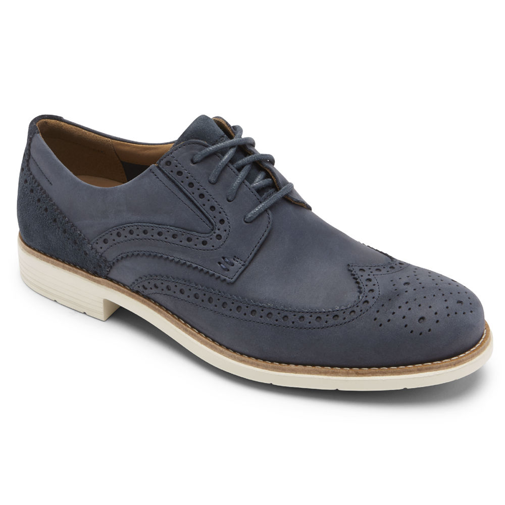 Rockport Singapore Mens Lace Up - Total Motion Hendrik Wingtip Blue - PR3570692